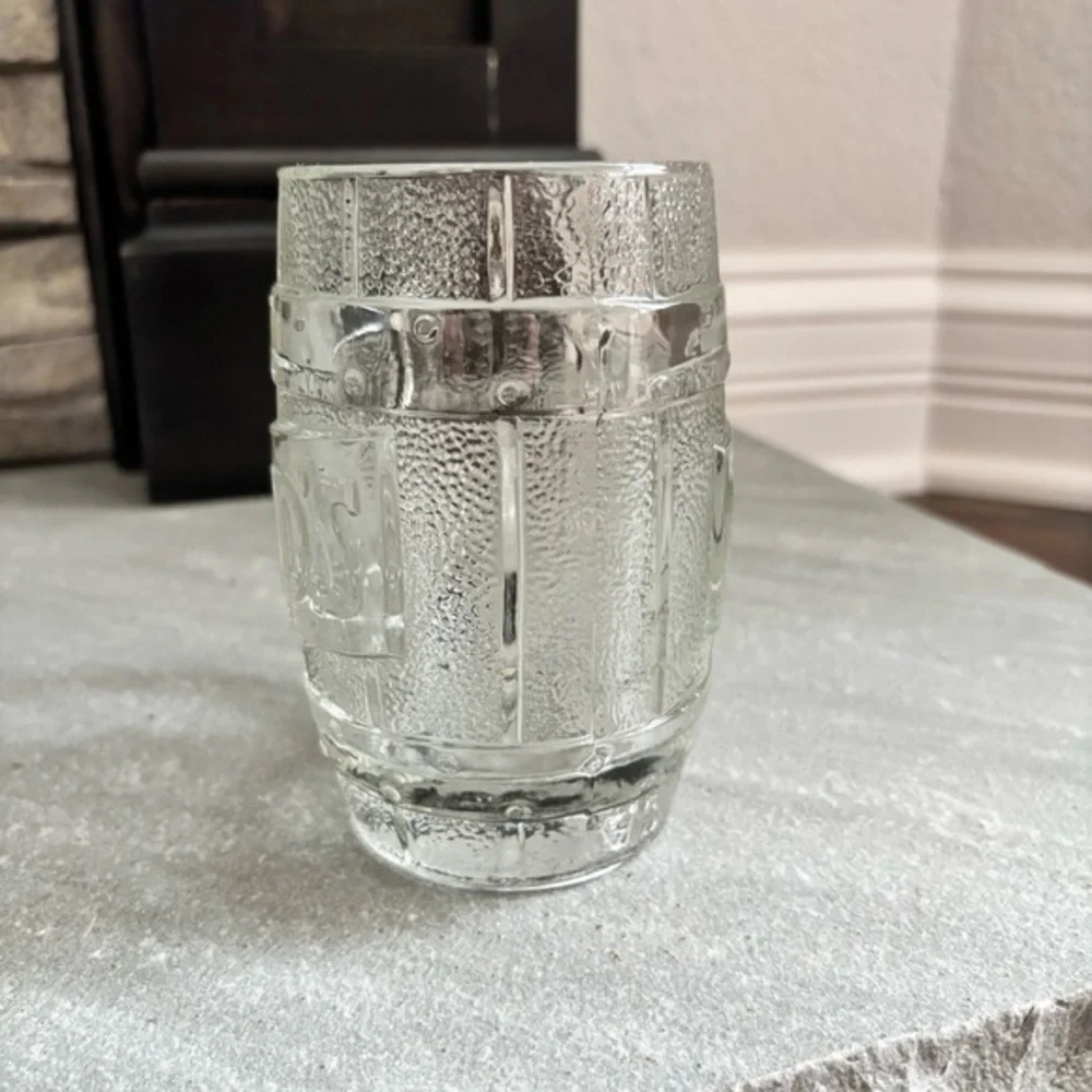 Vintage Mid Century DAD’S ROOT BEER Clear Embossed Thick Glass Barrel‎ Mug